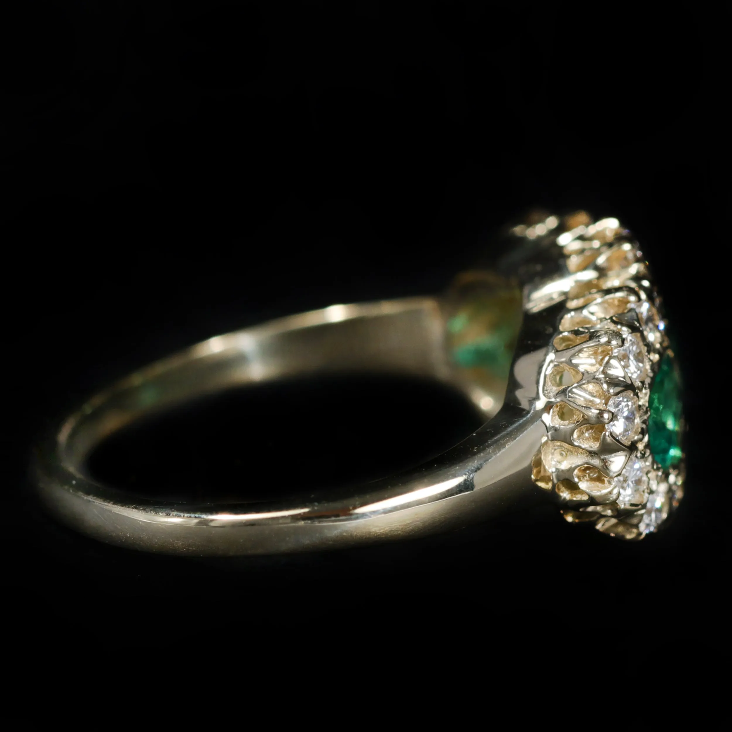 14K Yellow Gold 1.18 CTW Emerald and Diamond Halo Ring