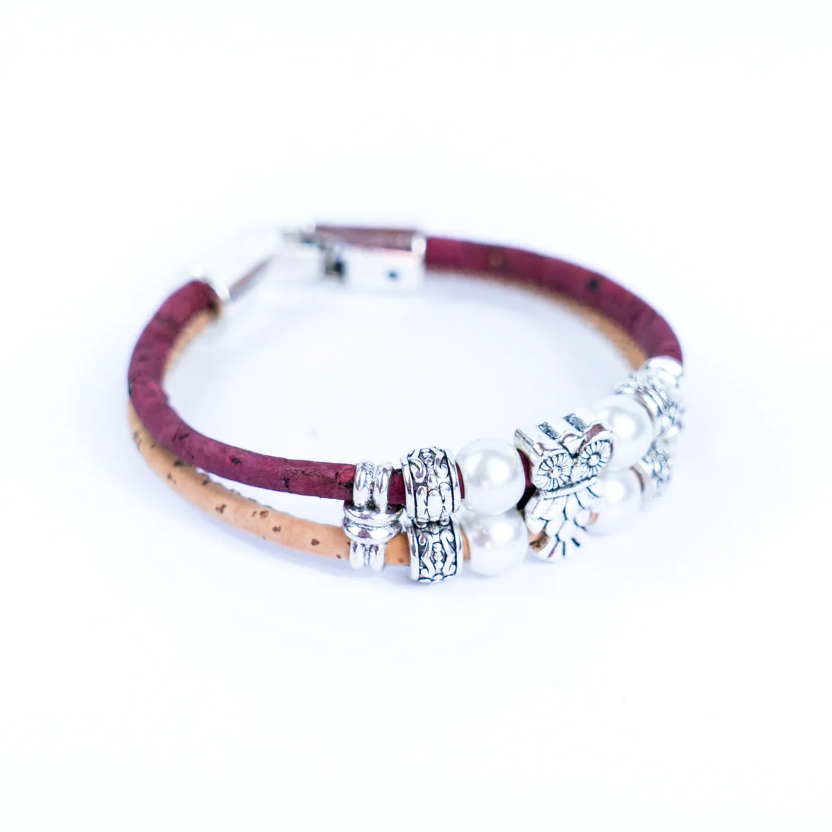 3MM round colored cork cord and owl alloy accessories handmade women's bracelet  BR-413-MIX-5