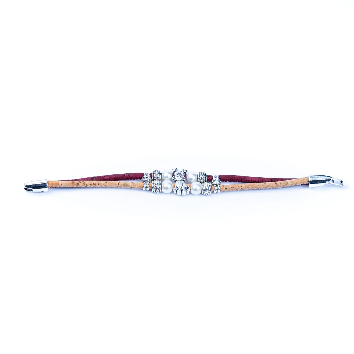 3MM round Colored cork thread with dog alloy accessories Handmade Bracelet BR-443-MIX-5