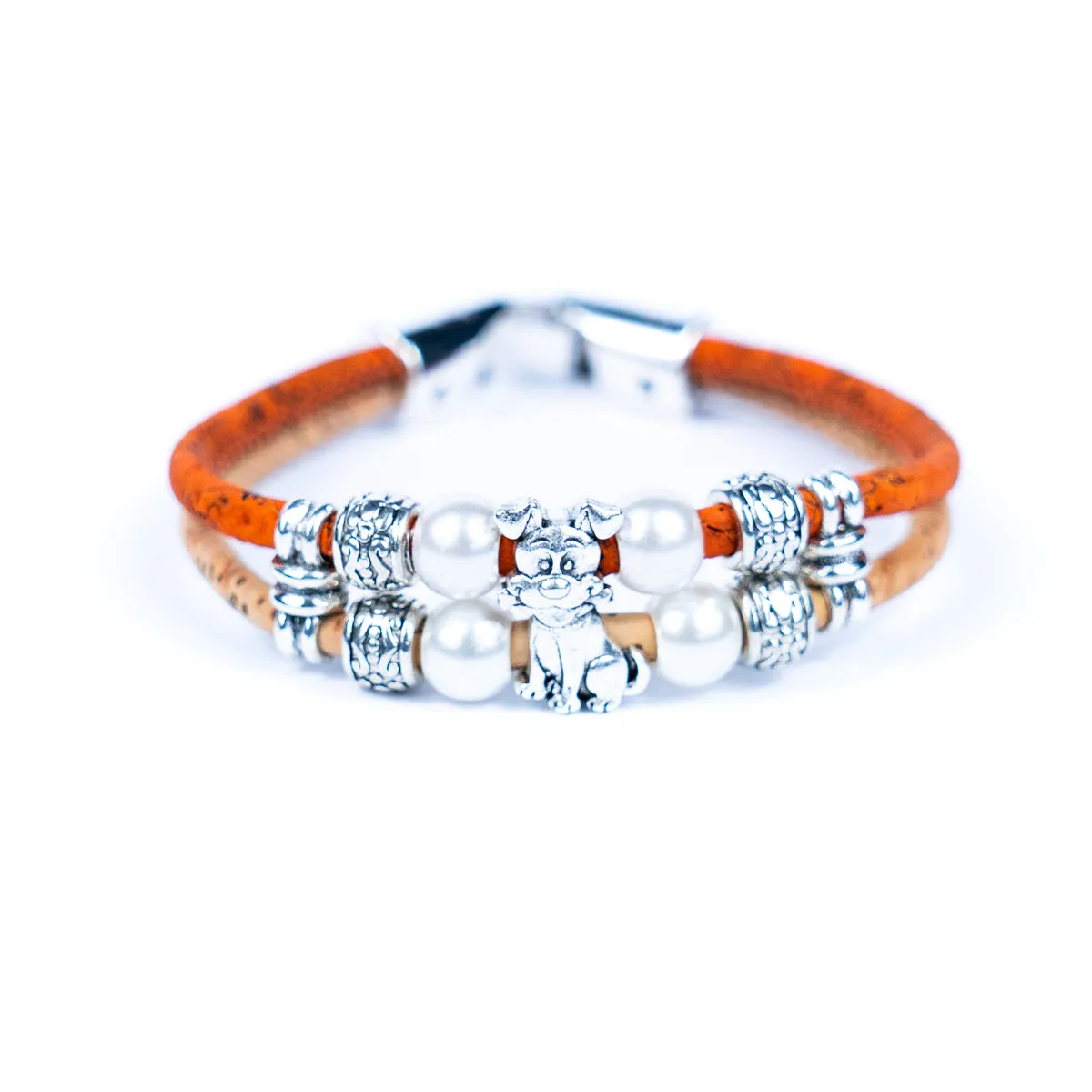 3MM round Colored cork thread with dog alloy accessories Handmade Bracelet BR-443-MIX-5