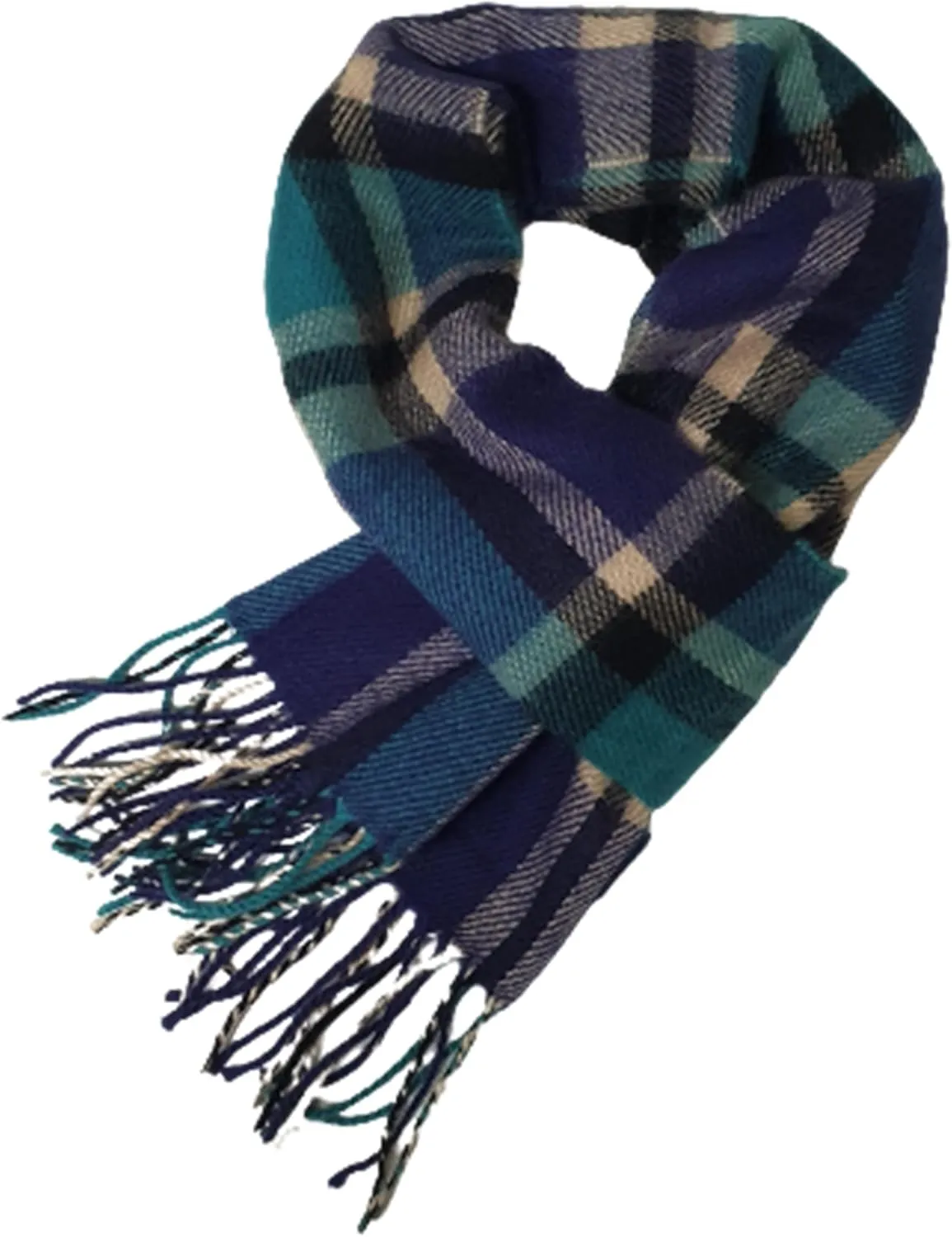 A.WAVE Softer than Cashmere Wool Touch Tassel Ends Plaid Check Solid Scarf