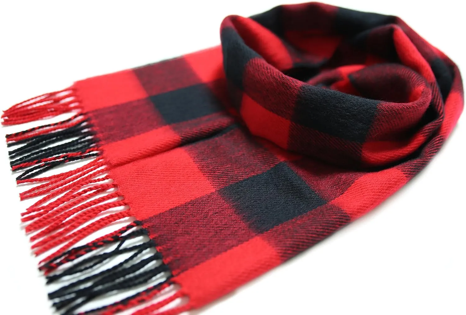 A.WAVE Softer than Cashmere Wool Touch Tassel Ends Plaid Check Solid Scarf