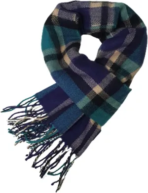 A.WAVE Softer than Cashmere Wool Touch Tassel Ends Plaid Check Solid Scarf