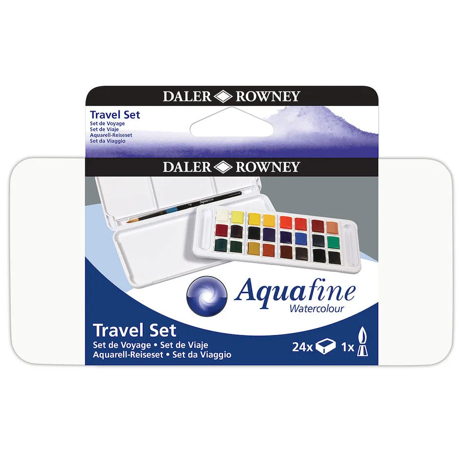 Daler-Rowney Aquafine Watercolour Paint Half-Pan Travel Set of 24