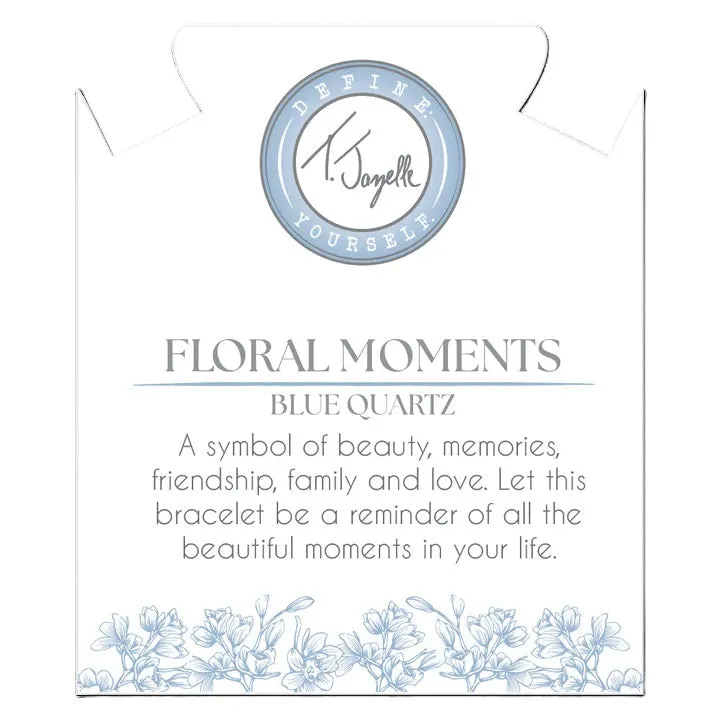 Floral Moments Bracelet- Light Blue Quartz and Orchid Painted Porcelain Beads