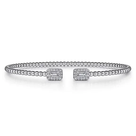 Gabriel & Co. White Gold Diamond Open Cuff Bangle