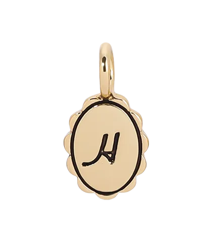 Lucky Feather - Charm Garden - Scalloped Initial Charm - Gold - H