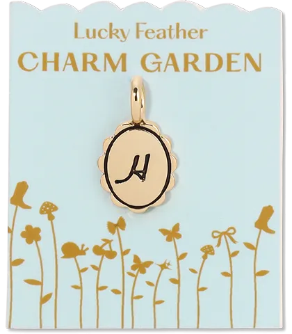 Lucky Feather - Charm Garden - Scalloped Initial Charm - Gold - H