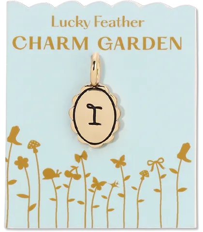 Lucky Feather - Charm Garden - Scalloped Initial Charm - Gold - I