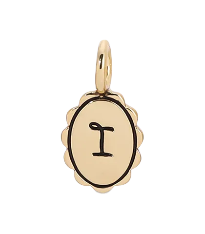 Lucky Feather - Charm Garden - Scalloped Initial Charm - Gold - I