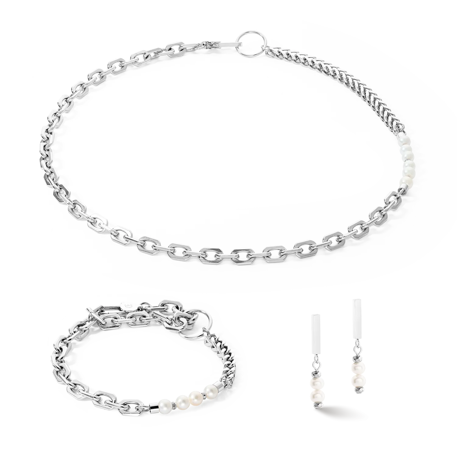 Necklace Shape Shifter Freshwater Pearls silver