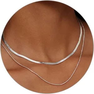 Necklaces for Women Gold Plated Herringbone/Emerald/Heart/Stack Layering Necklace Dainty Chain Choker Jewelry for Women Simple Gifts