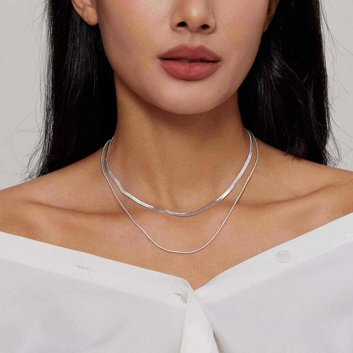 Necklaces for Women Gold Plated Herringbone/Emerald/Heart/Stack Layering Necklace Dainty Chain Choker Jewelry for Women Simple Gifts