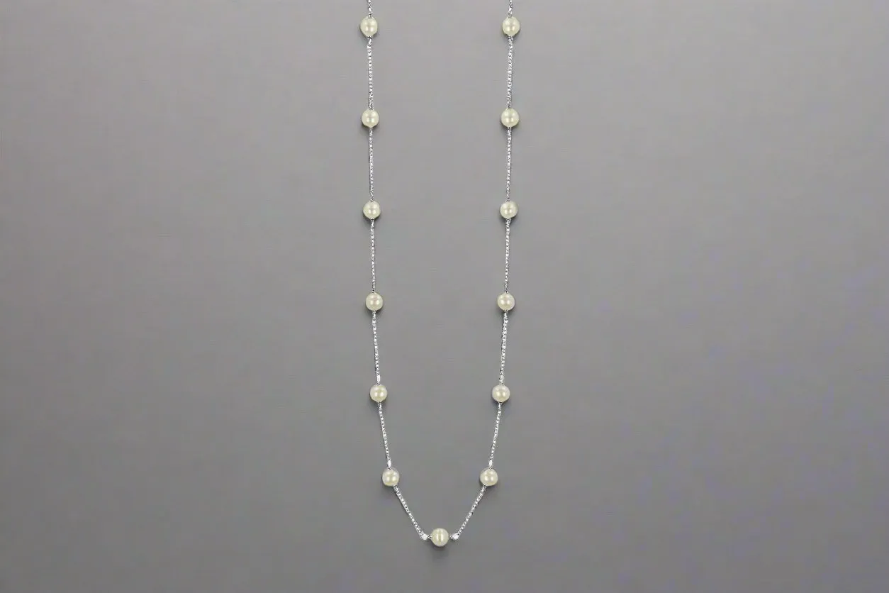 Pearl Station Sterling Necklace