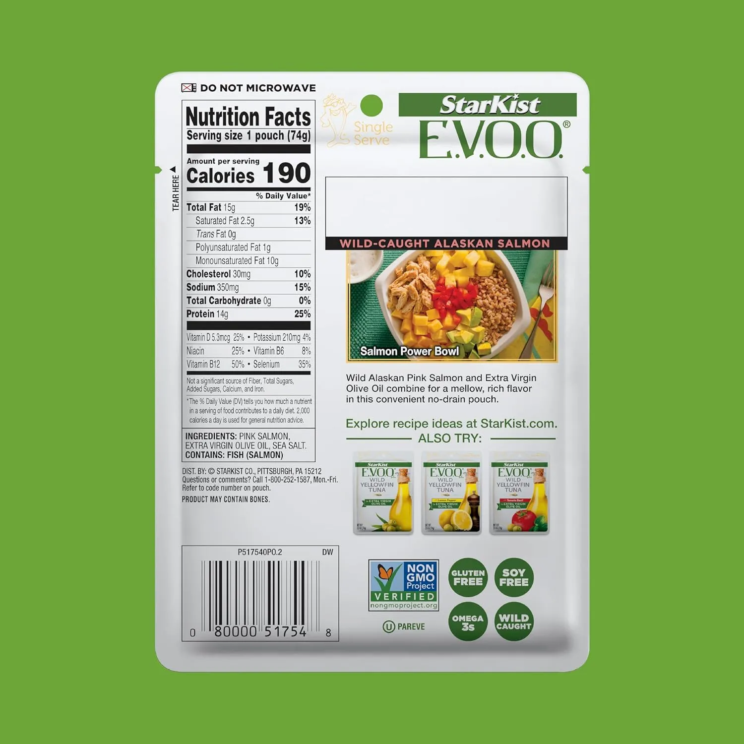 StarKist E.V.O.O. Wild-Caught Pink Salmon, 2.6 Oz, Pack of 12