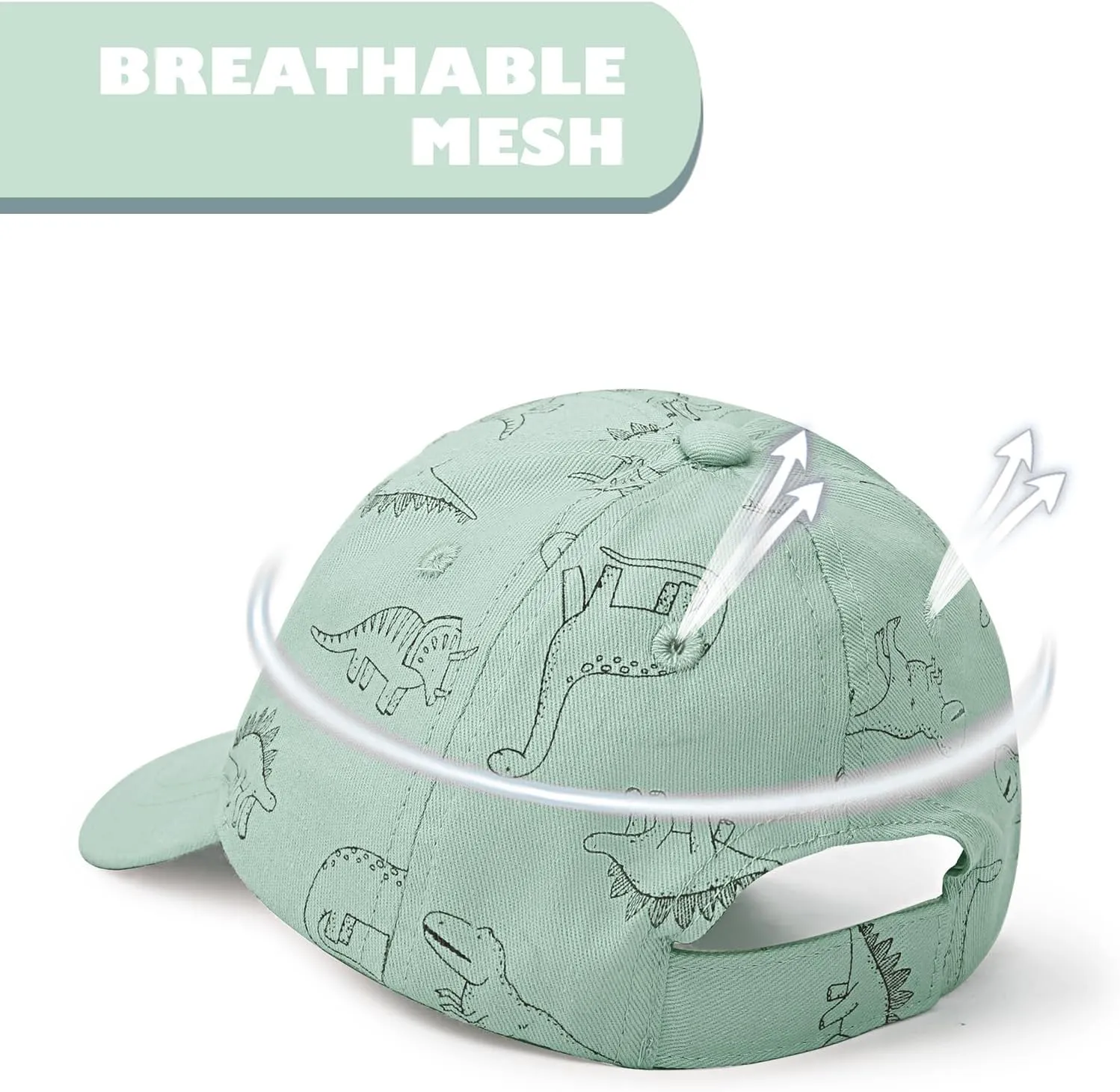 Toddler Baseball Hat with Mesh Adjustable Dinosaur Printed Trucker Hat Outdoor Beach Summer Infant Sun Cap for Kid Boy