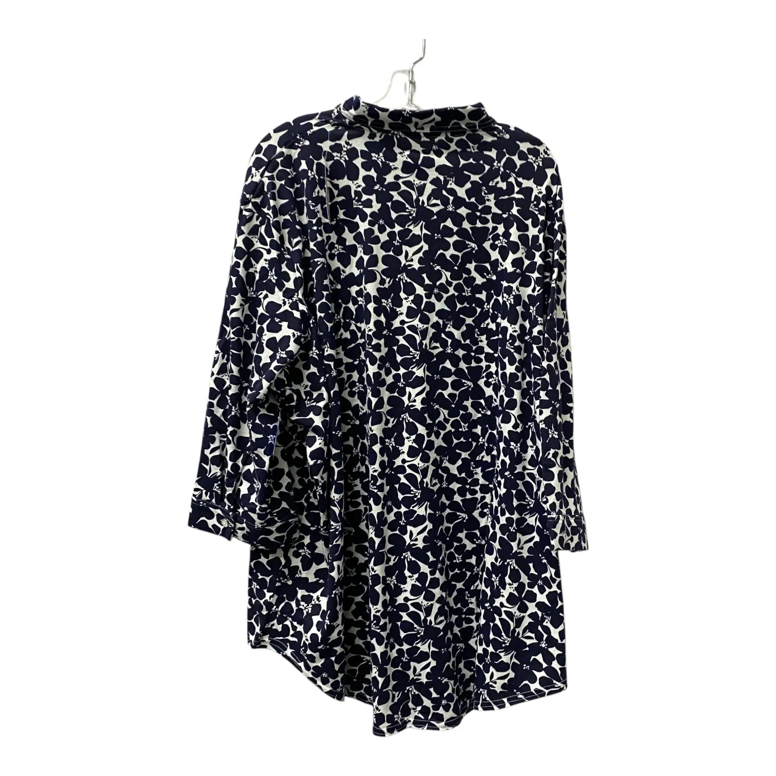 Top 3/4 Sleeve By Hue In Blue & White, Size:3X